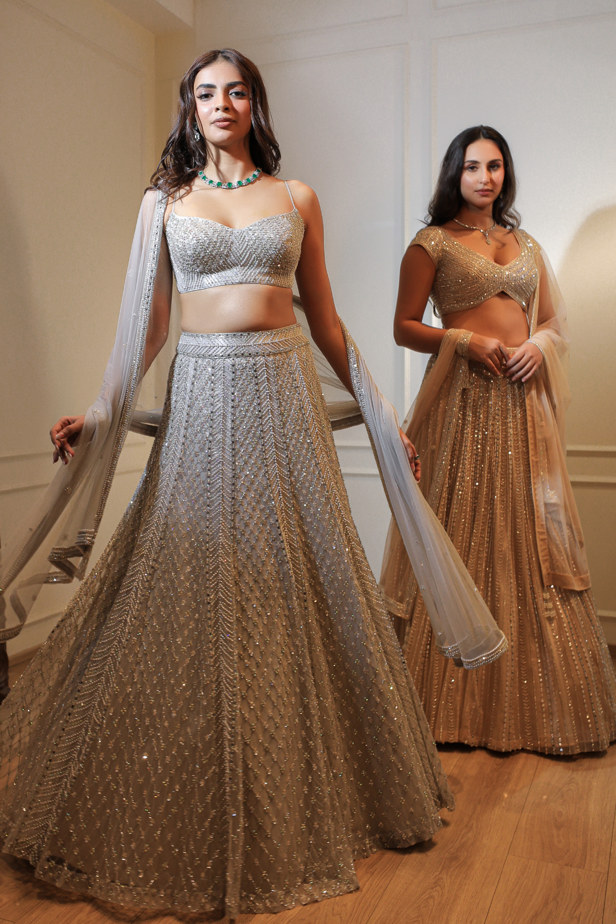 Grey Lattice Lehenga