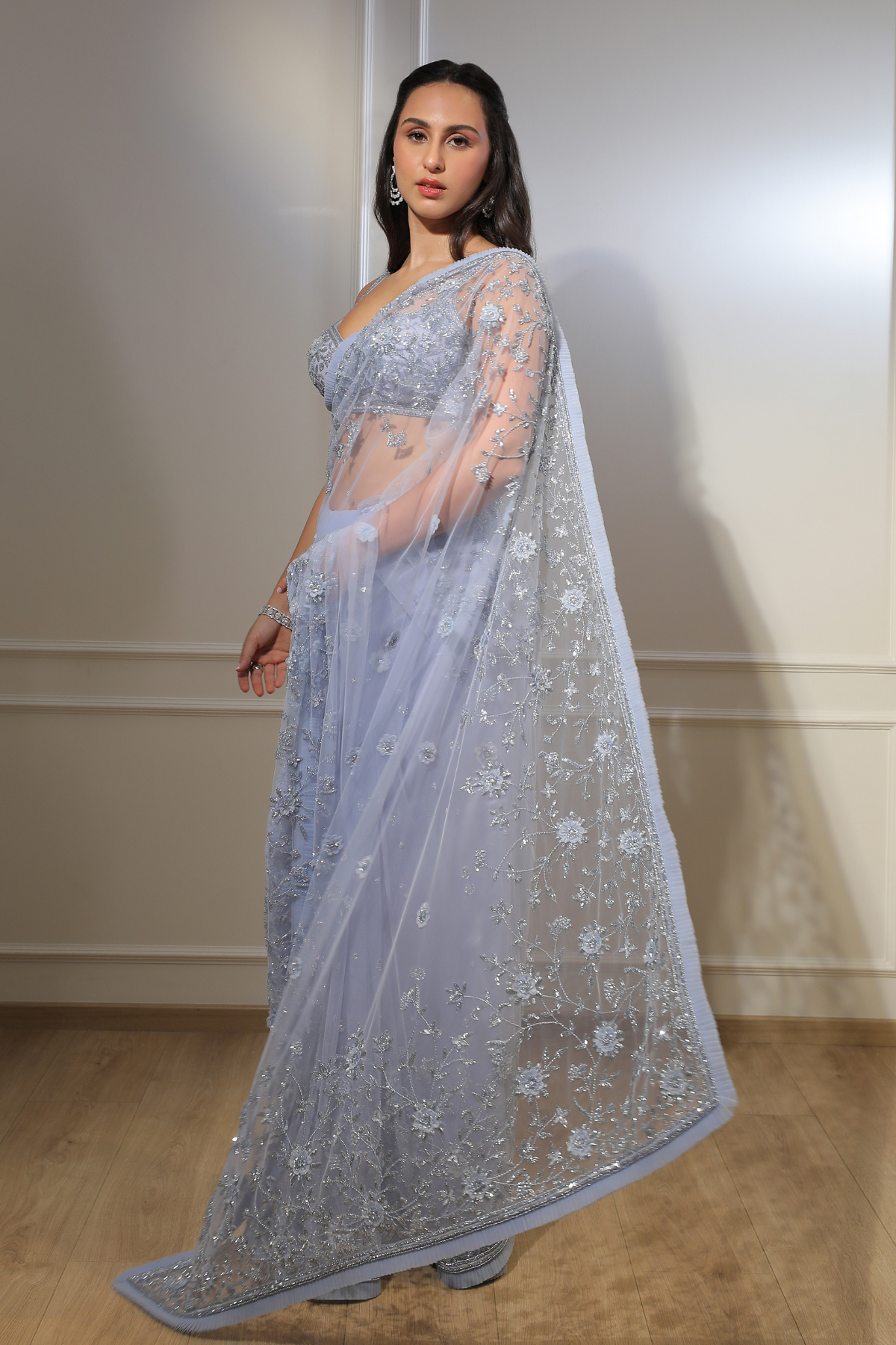 Blue Floral Saree