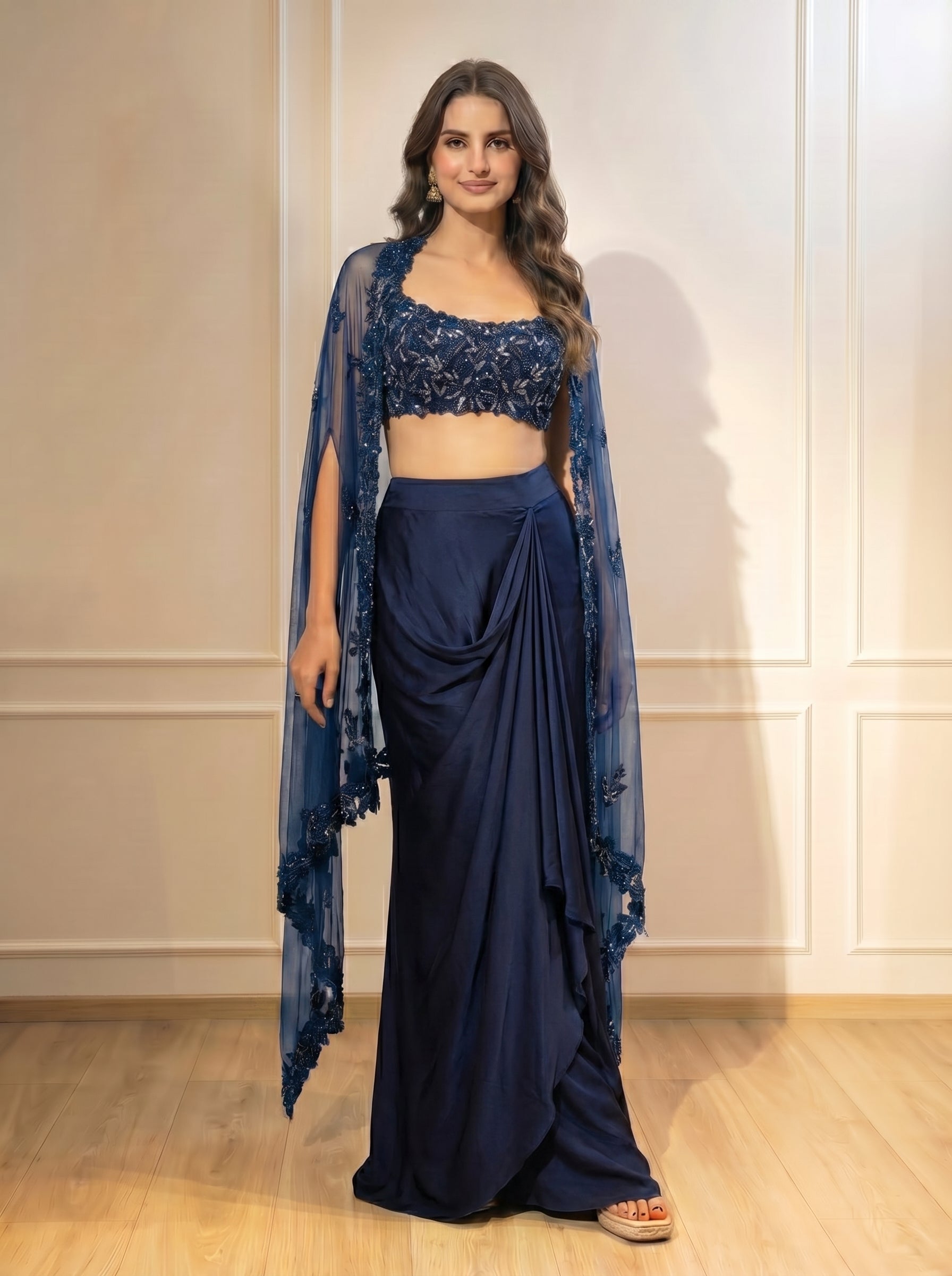 The Leafy Cape Set - Navy