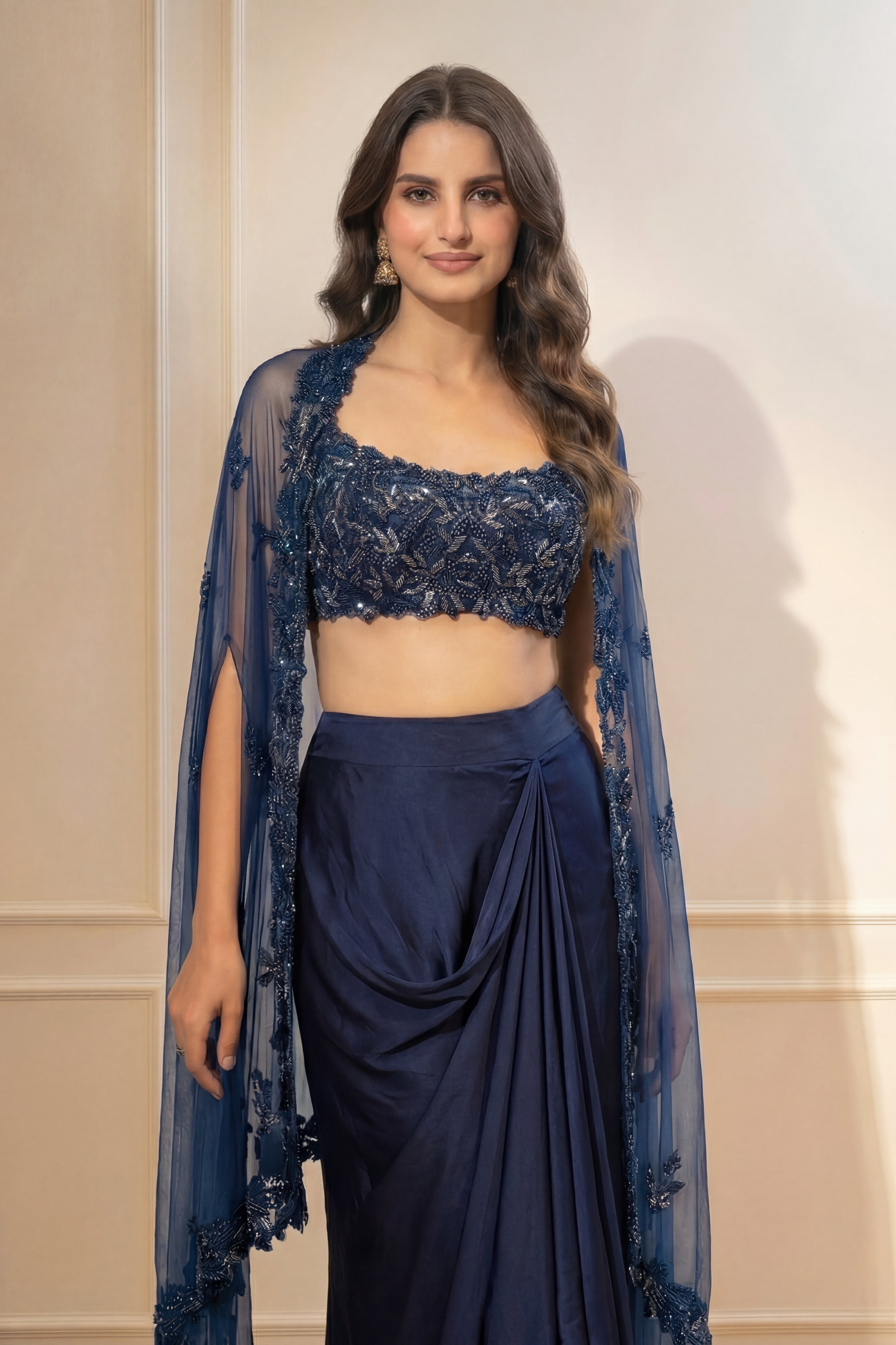 The Leafy Cape Set - Navy
