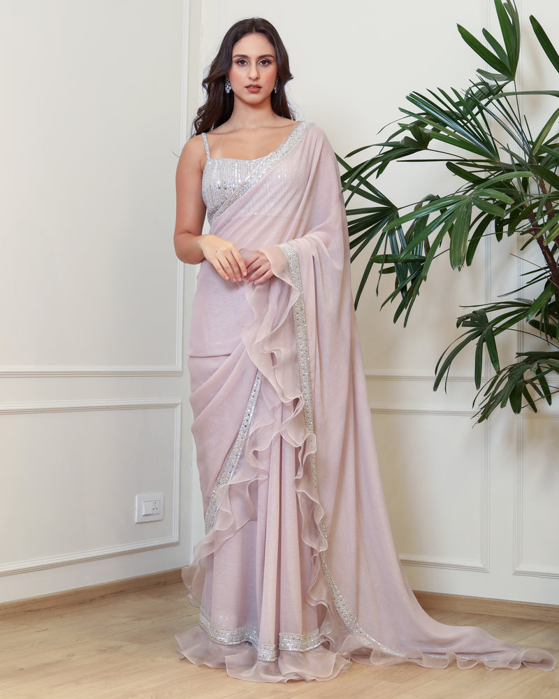 Lilac Ruffled Saree