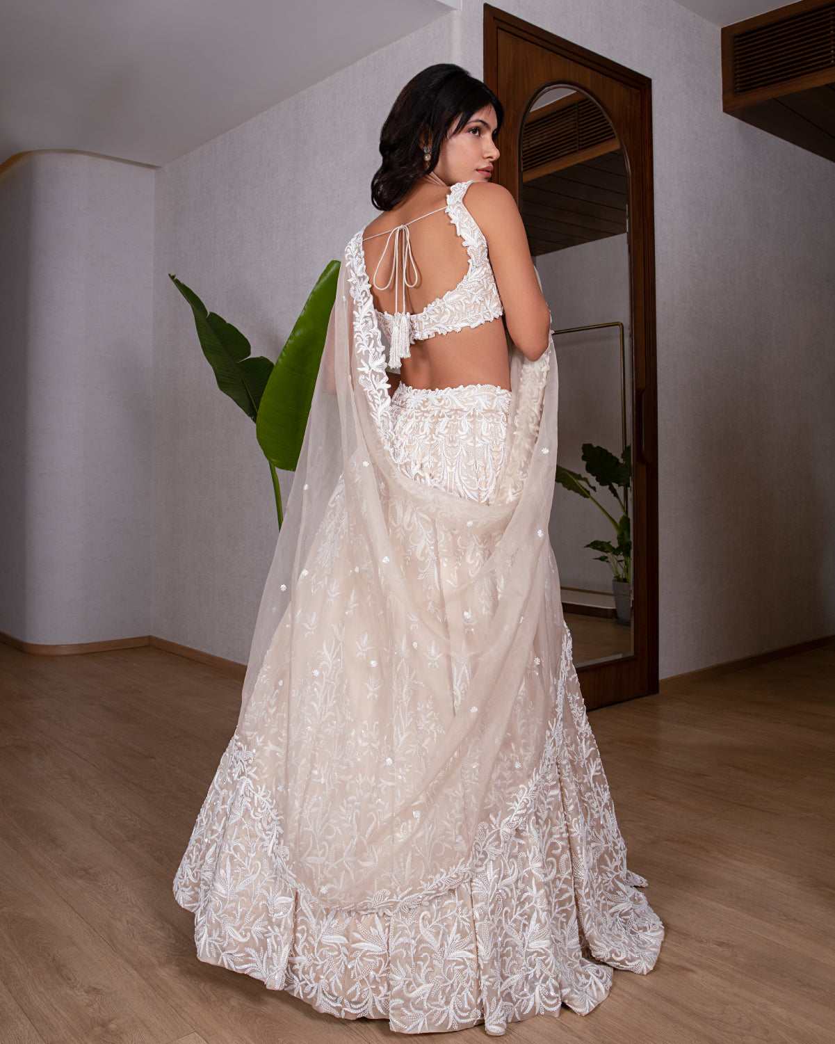 Kohinoor White & Beige Lehenga