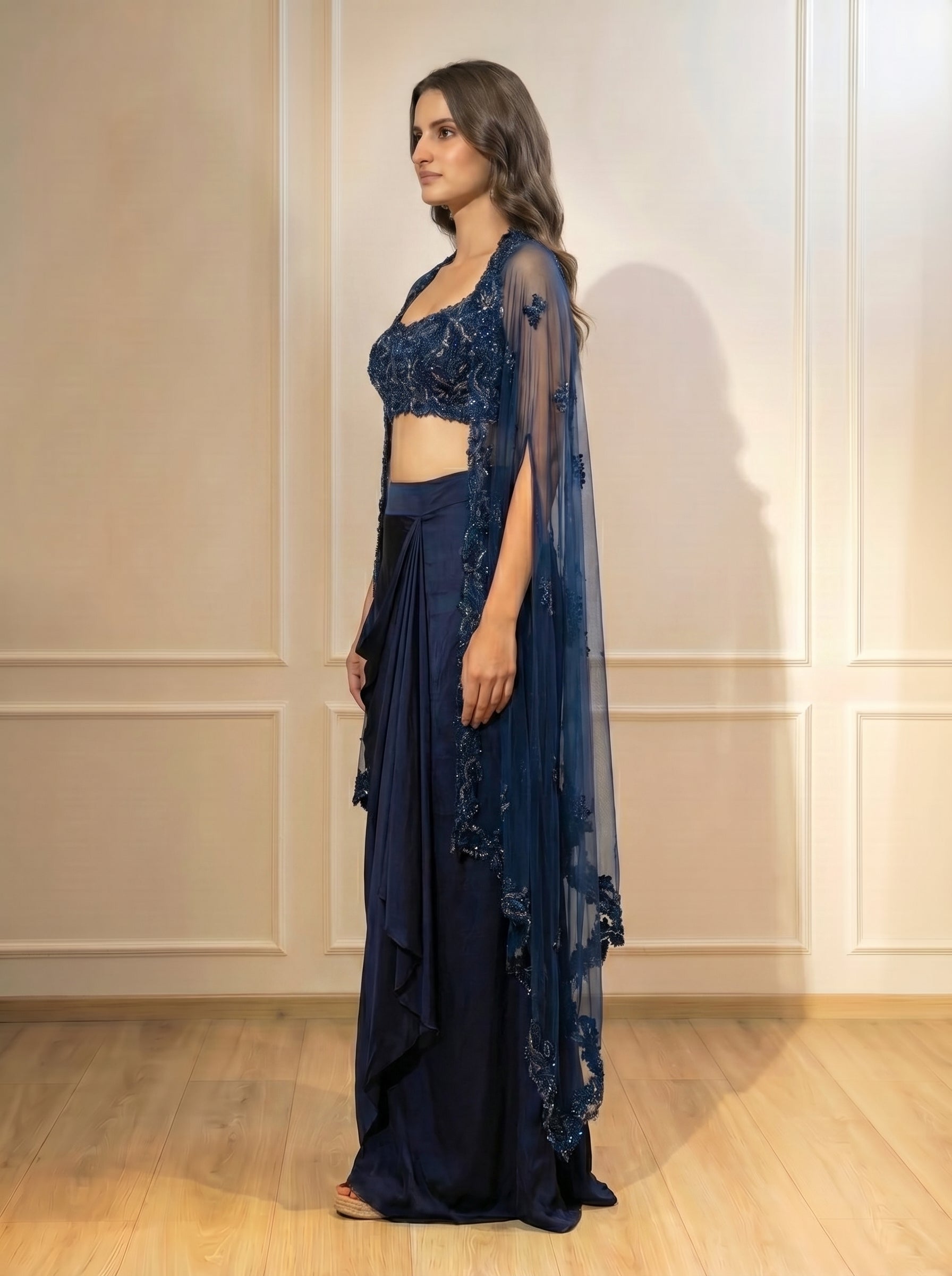 The Leafy Cape Set - Navy