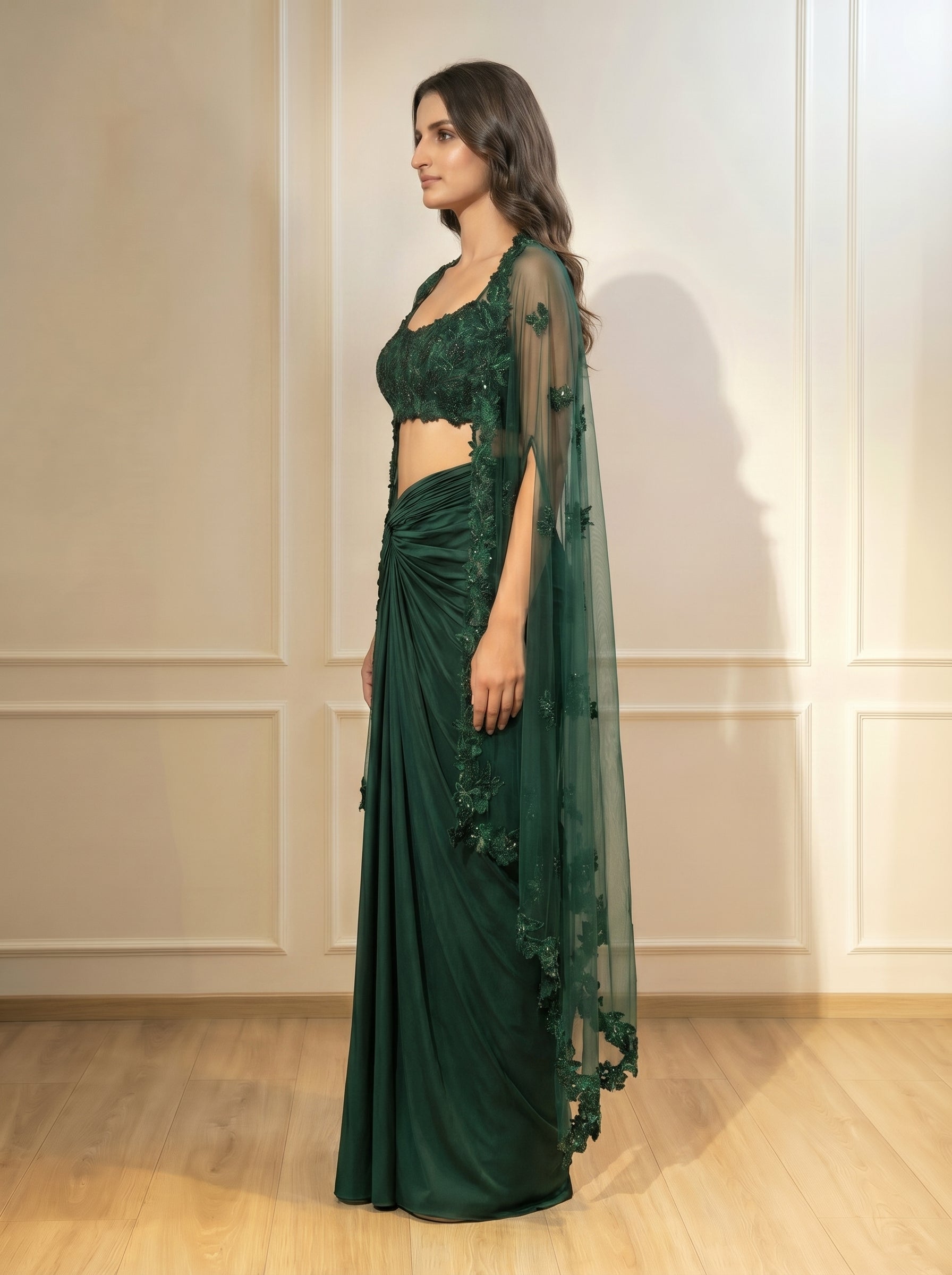 The Leafy Cape Set - Bottle Green