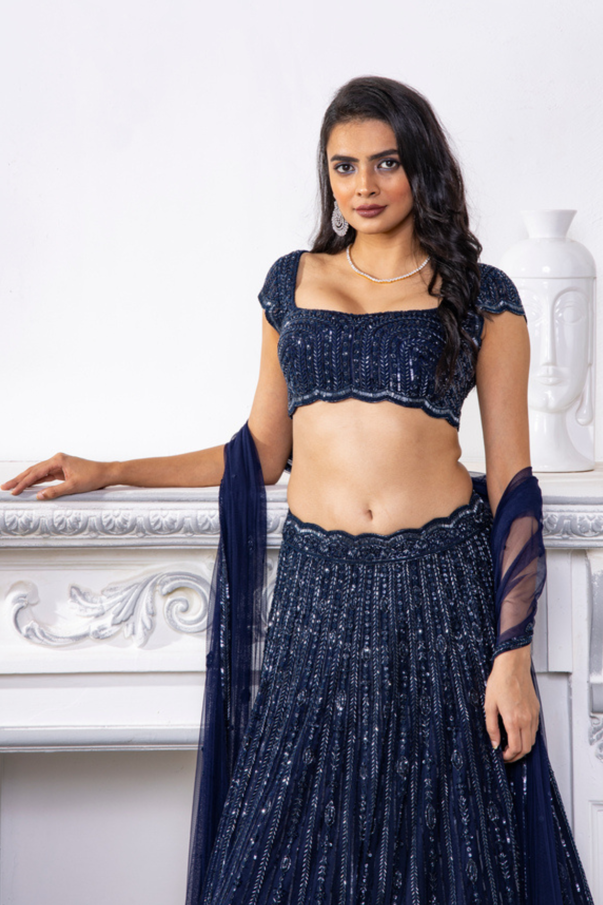 Navy Aurora Lehenga