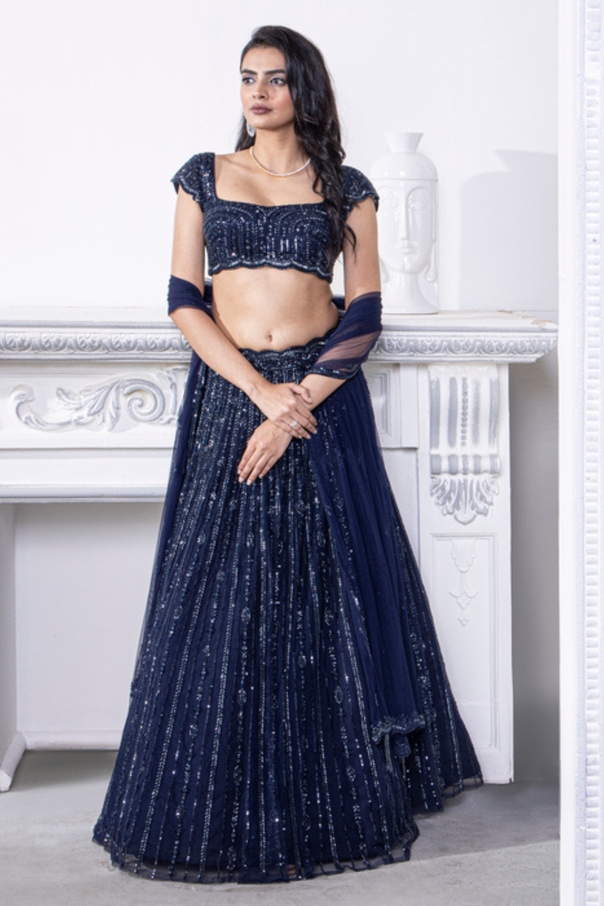 Navy Aurora Lehenga