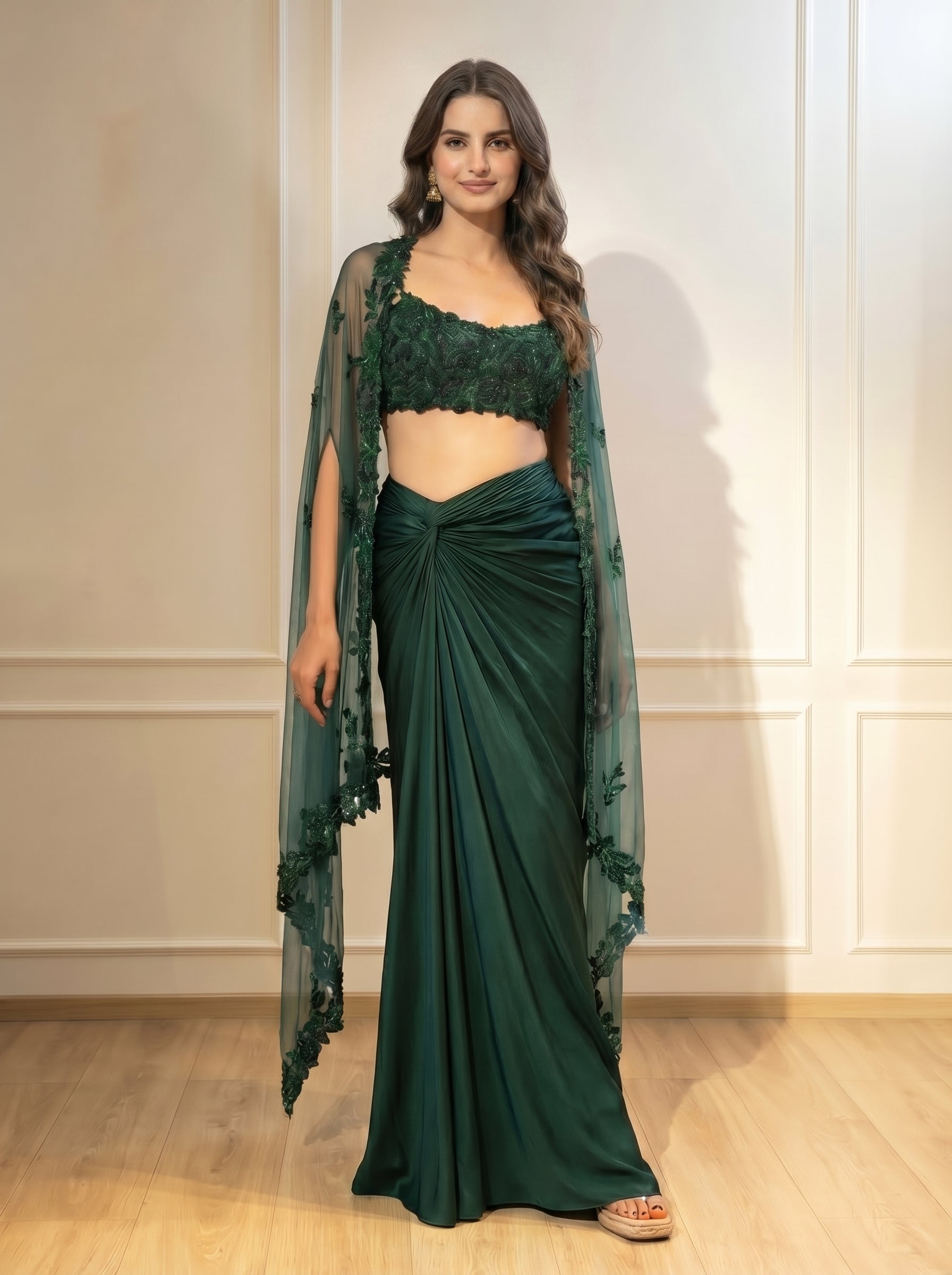 The Leafy Cape Set - Bottle Green