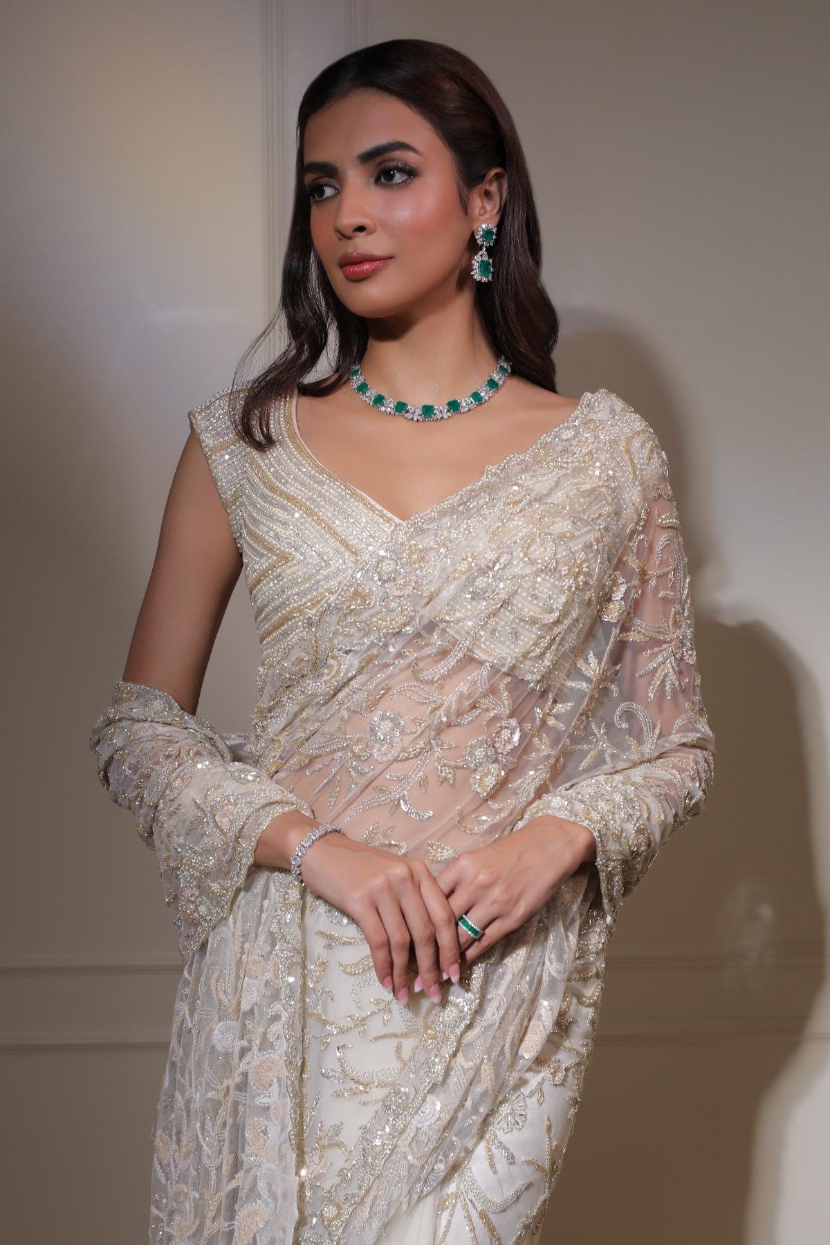 Ivory Bridal Saree