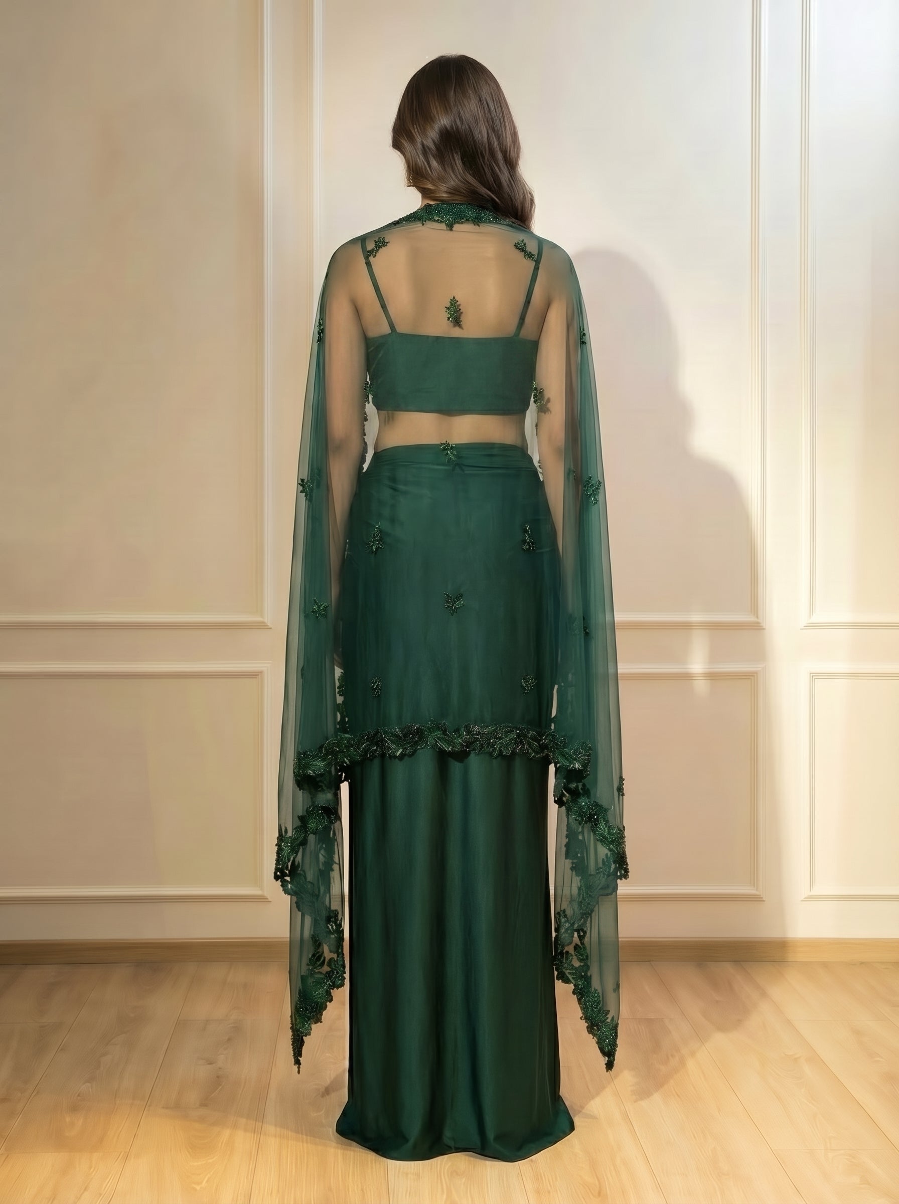 The Leafy Cape Set - Bottle Green