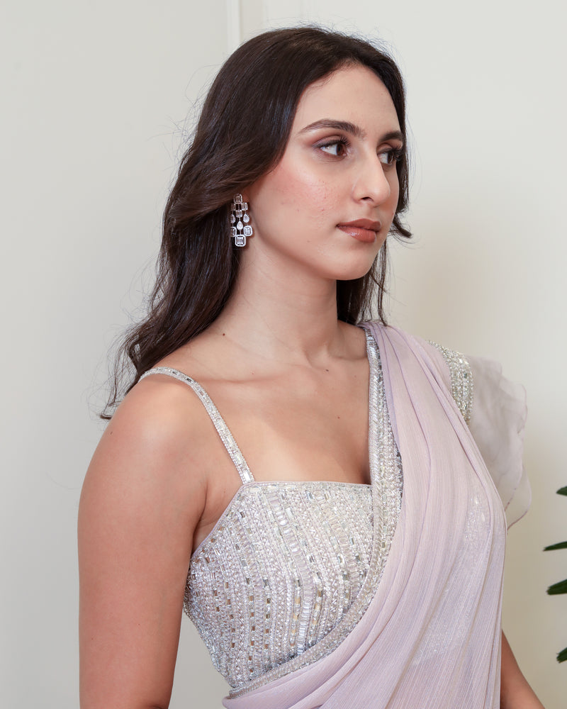 Lilac Ruffled Saree