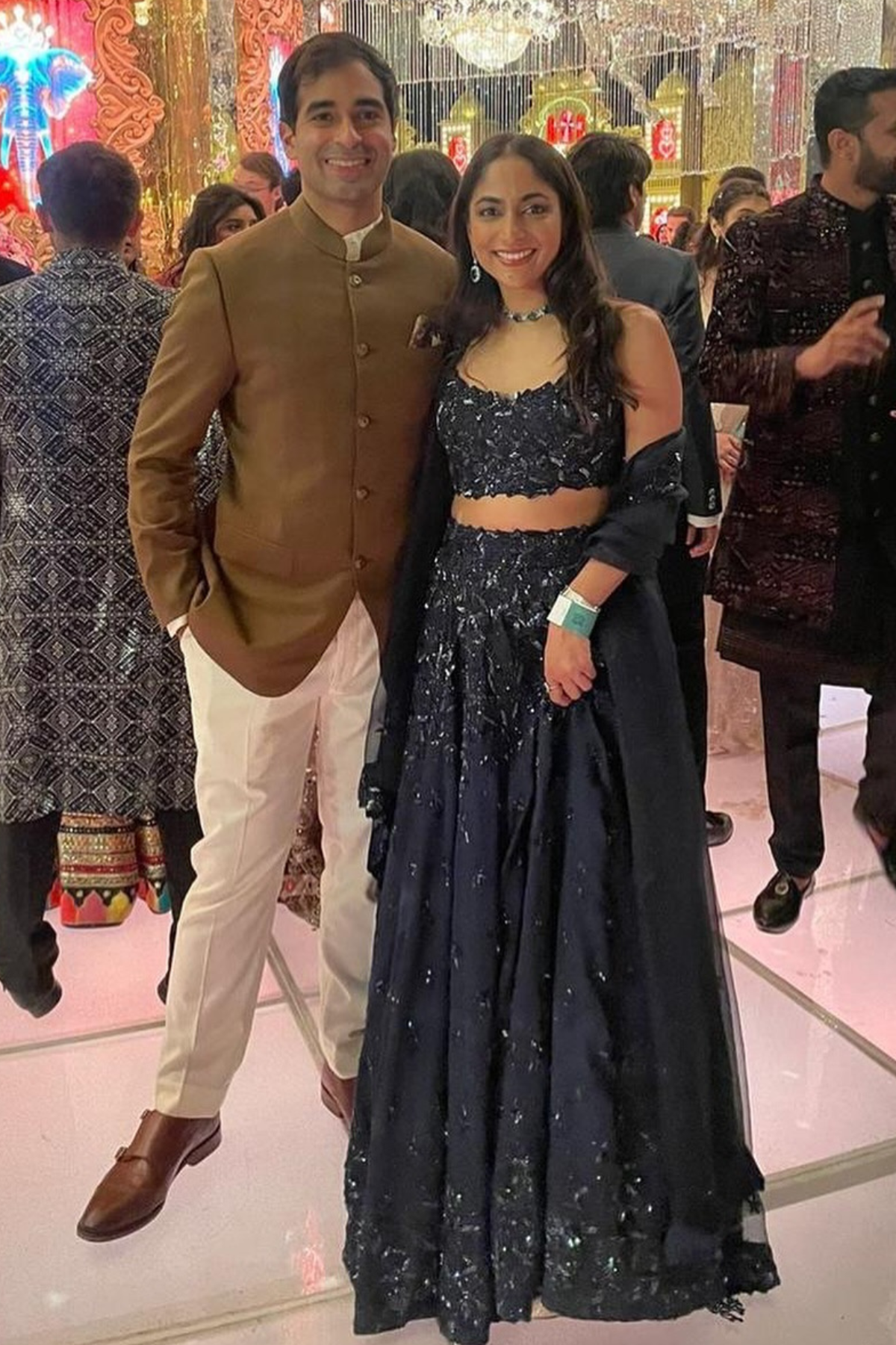 Midnight Blue Leafy Lehenga