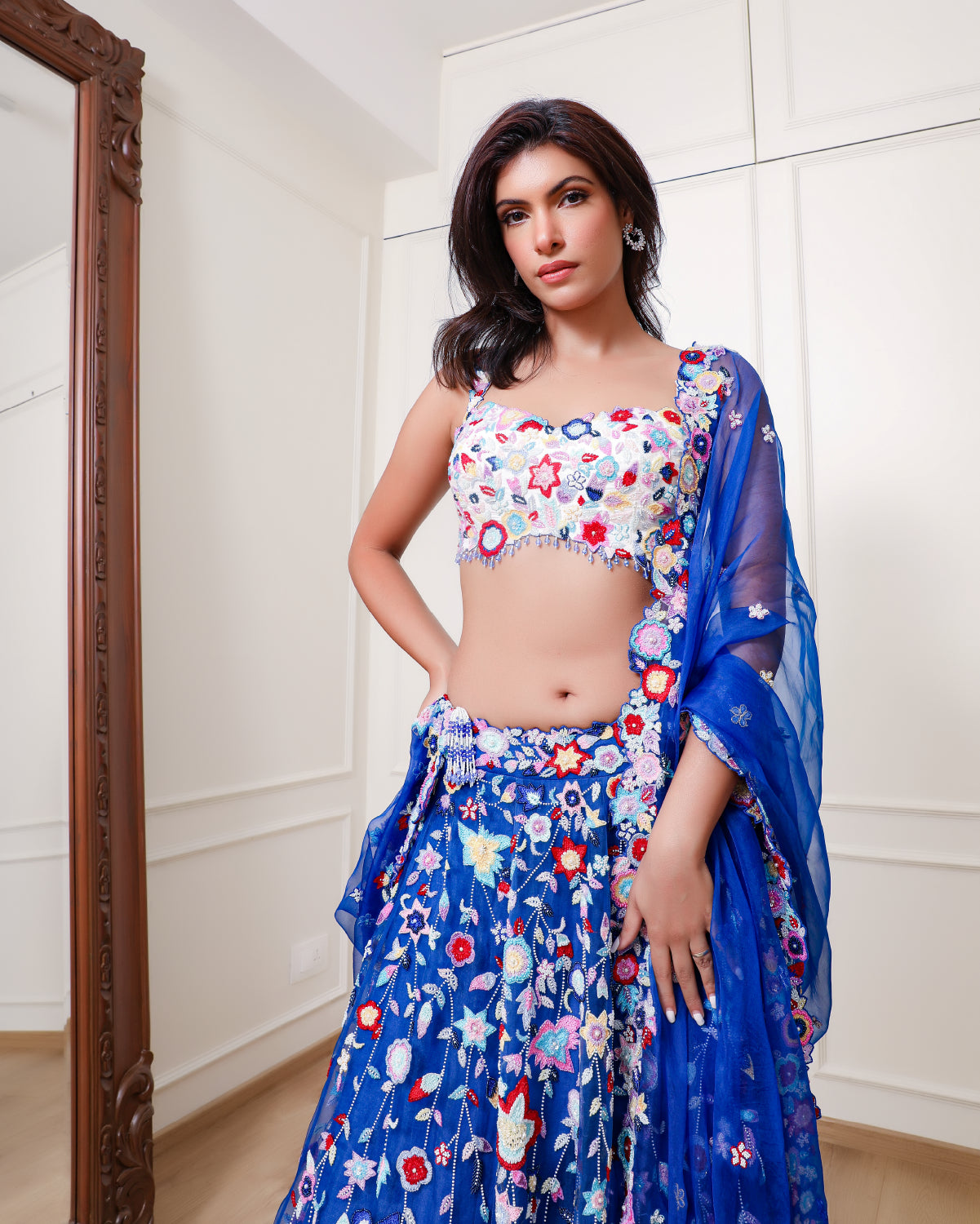 Royal Blue Florescence Lehenga