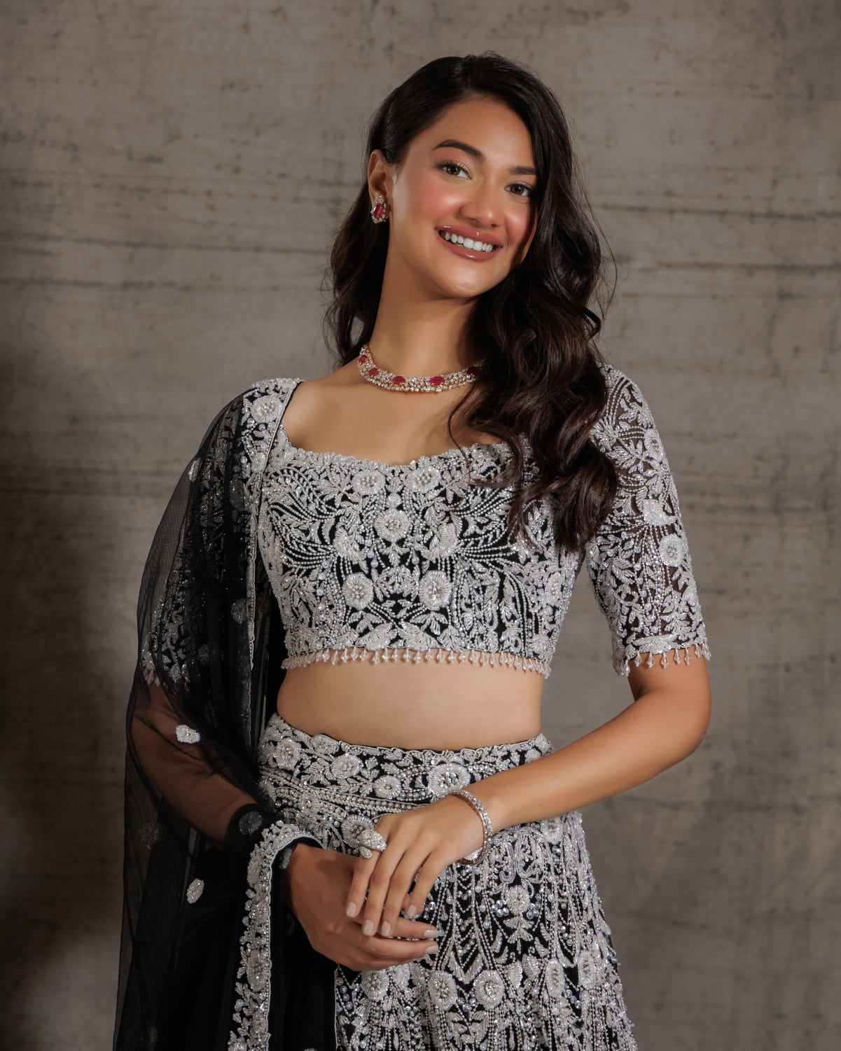 Noir Crystal Lehenga