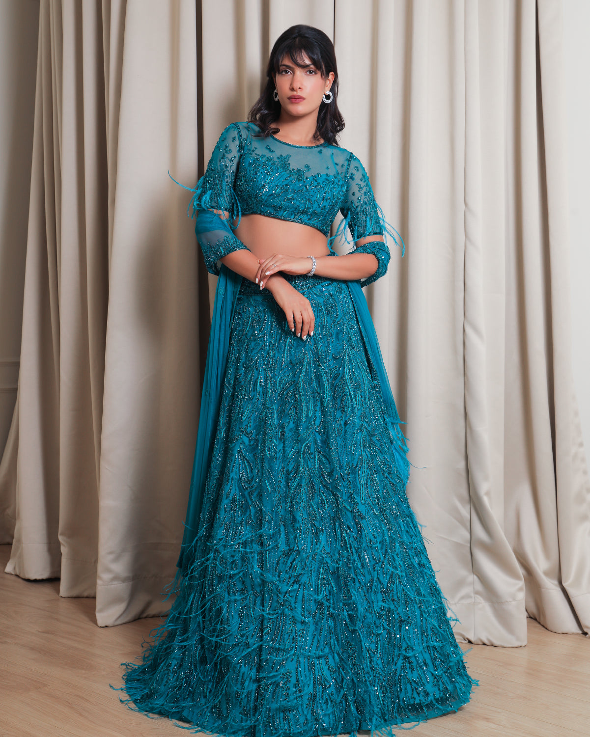 Teal Pavo Lehenga